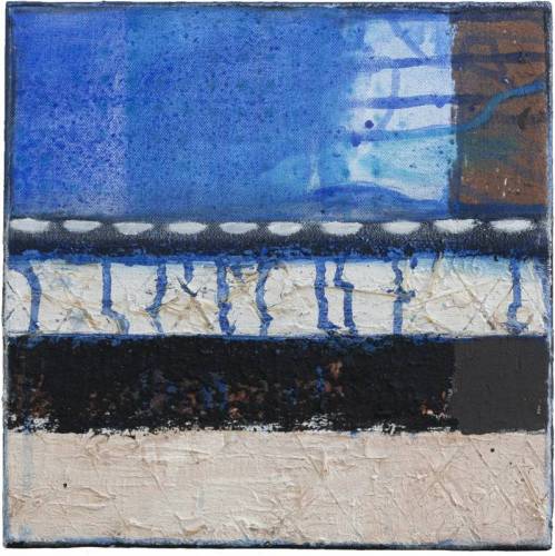 White and Blue I | Mischtechnik, Collage, Stroh, Erden | 30x30cm | 2018