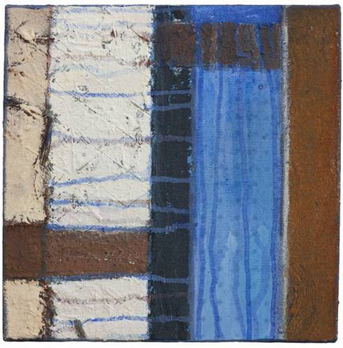 White and Blue II | Mischtechnik, Collage, Stroh, Erden | 30x30cm | 2018